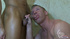 Two muscle titans go at each other with great ferocity in hot, shower
