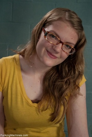 Nerdy teen chick with glasses riding her - Picture 1