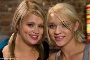 Two blonde lesbian sluts testing their f - Picture 1