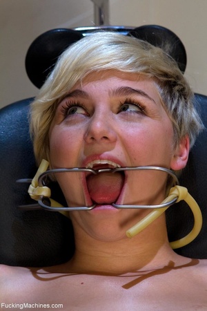 Short haired blondie gets gagged and dri - Picture 10