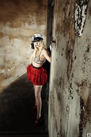 Blonde teen model in a lovely red skirt  - XXX Dessert - Picture 1