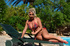 cute blonde takes off