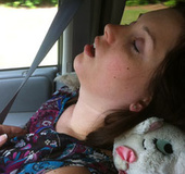 Fine brunette woman posing in her car with so much pleasure