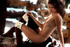 Long haired brunette model posing in a very seductive way