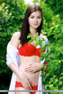 gorgeous brunette goes outdoor