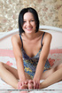 lovely chick sits white
