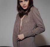 Beautiful teen opens her brown shirt then seduces with her sexy body with