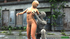 Busty toon blondie sucking huge monster's cock