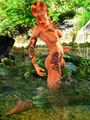 Inked red hottie riding huge green - Picture 4
