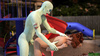 Red hottie gets poked dirtily by bald clown on the children's playground