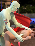 Red hottie gets poked dirtily by bald clown on the children's playground