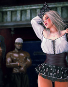 Muscular black Rasta in scars licking blonde buxom's twat