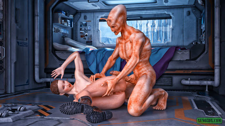 Long-cocked alien fucking girl with braids on the - Picture 3