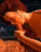 Wild red chick banging with forest creature in the camp