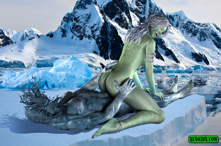 Muscled toon creature rimming busty nymph on the ice - Picture 1