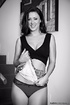 Gorgeous chick with hot black hanging blouse and black and white skirt