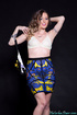 Sizzling hot brunette with perfect curves peels off her blue and yellow