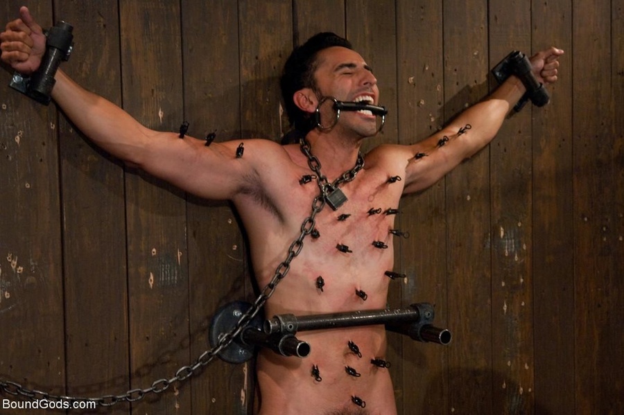 Blindfolded chained gay gets tortured with  - XXX Dessert - Picture 9