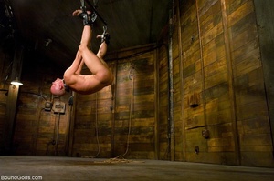 Bald slave in belts bondage and suspensi - Picture 16