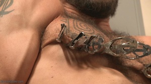 Muscular tattooed dude gets his nipples  - XXX Dessert - Picture 5