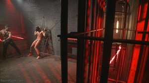 Enchained blindfolded guy getting caned  - Picture 6