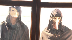 Two masked bdsm masters in cloaks punish - XXX Dessert - Picture 1