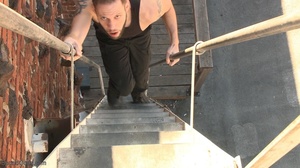 Tattooed dude bound to the chimney on th - XXX Dessert - Picture 2