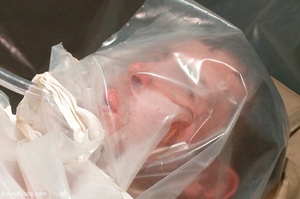 Poor gay slave choked with plastic bag a - Picture 3
