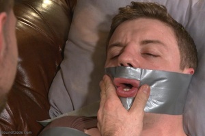 Gagged and bound stud gets tortured with - Picture 5