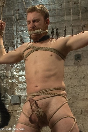Dominant bear fucks his handsome tied up - Picture 1