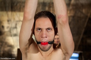 Ball-gagged gent experiences pleasure fr - Picture 3