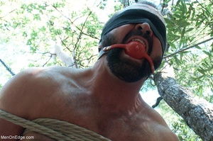 Bearded hung in blindfold and gag gets r - Picture 13