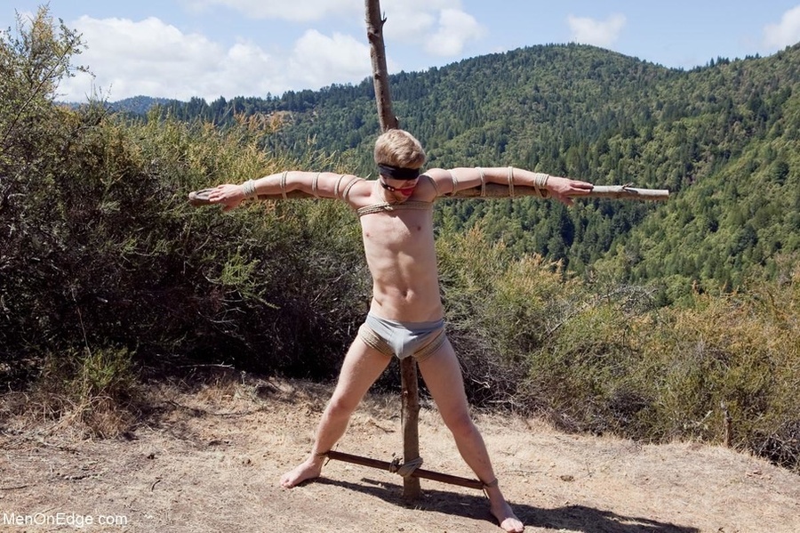Fair-haired lad in blindfold and gag gets b - XXX Dessert - Picture 17