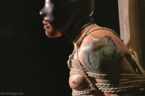 Red bearded dude in a leather mask roped - Picture 13