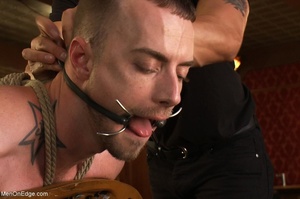 Blindfolded and suspended lad with gag-b - Picture 5
