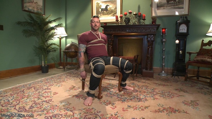 Blindfolded inked hunk bound to the armchai - XXX Dessert - Picture 2