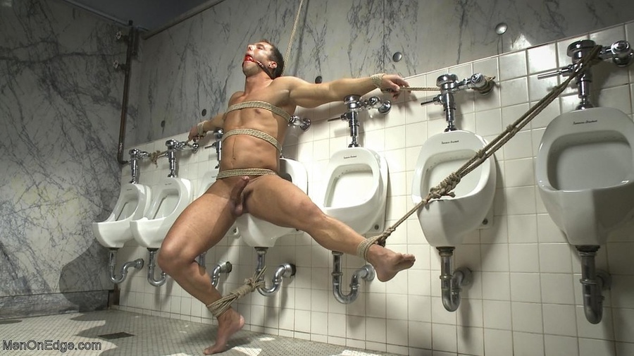 Muscled hunk in bondage and blindfold gets  - XXX Dessert - Picture 13