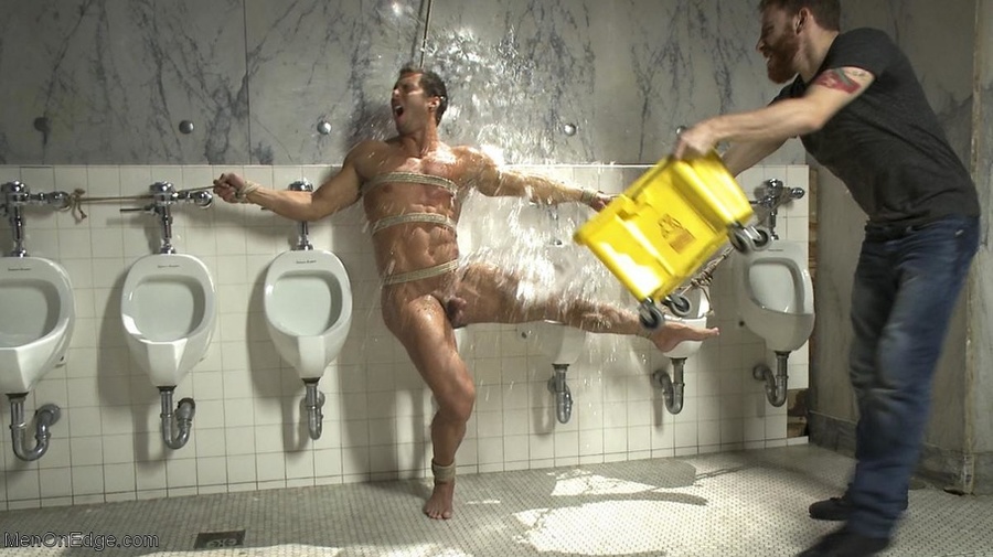 Muscled hunk in bondage and blindfold gets  - XXX Dessert - Picture 17