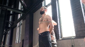 Bent over and bound stud with beard drin - Picture 3
