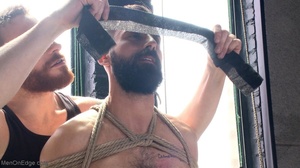 Bent over and bound stud with beard drin - Picture 5