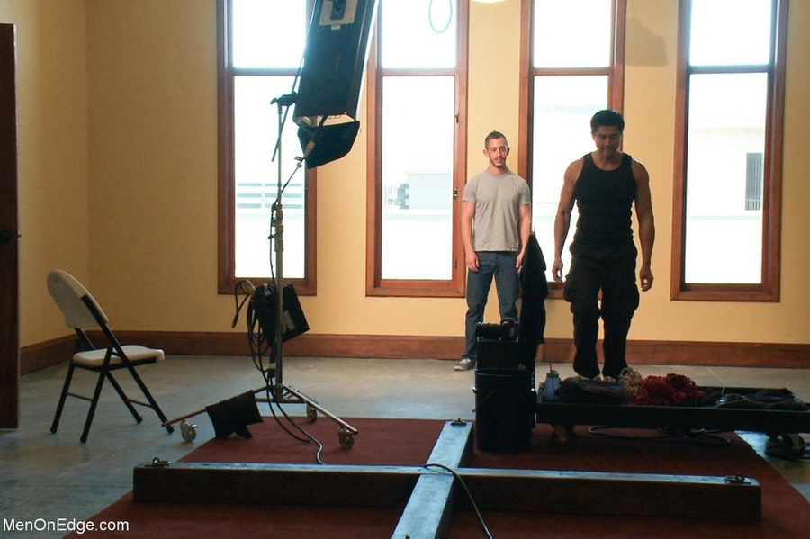 Lad in blindfold and gag gets tied up for h - XXX Dessert - Picture 1