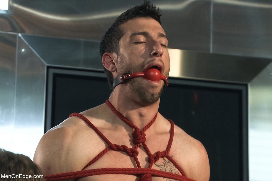 Tied up and gagged stud getting his big dic - XXX Dessert - Picture 10
