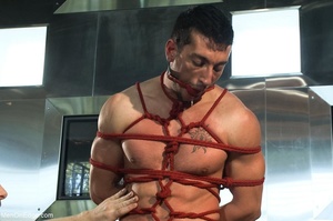 Tied up and gagged stud getting his big  - XXX Dessert - Picture 11