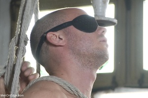 Bald hunk gets tied up and drilled by hi - Picture 3