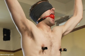 Gagged and tied up man with a big dick g - Picture 3