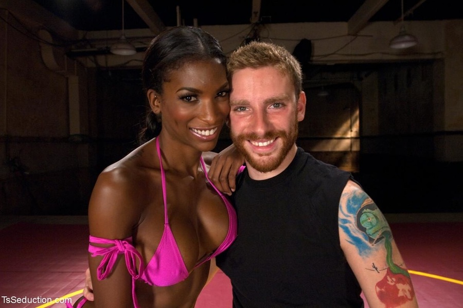 Ebony wrestler’s pink bikini comes off for  - XXX Dessert - Picture 1