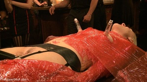 Blonde is secured to a table with red pl - XXX Dessert - Picture 5