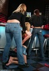 Blonde teen lady gets used by two super slutty darlings