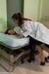 Tall brunette slut gets her pussy drilled with a strap-on