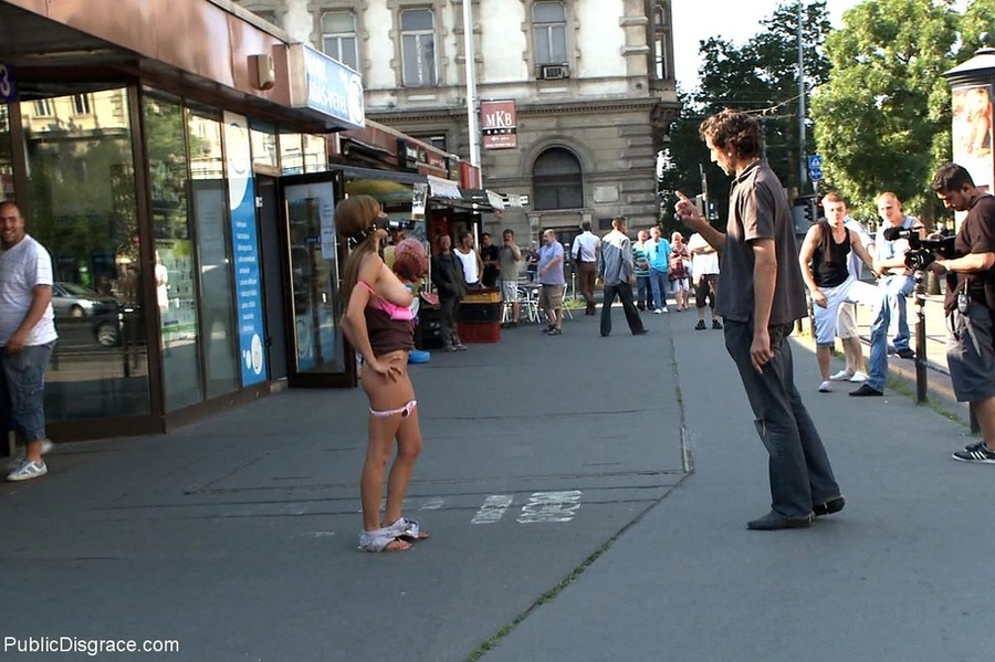 Bound slave is completely nude in public, t - XXX Dessert - Picture 2